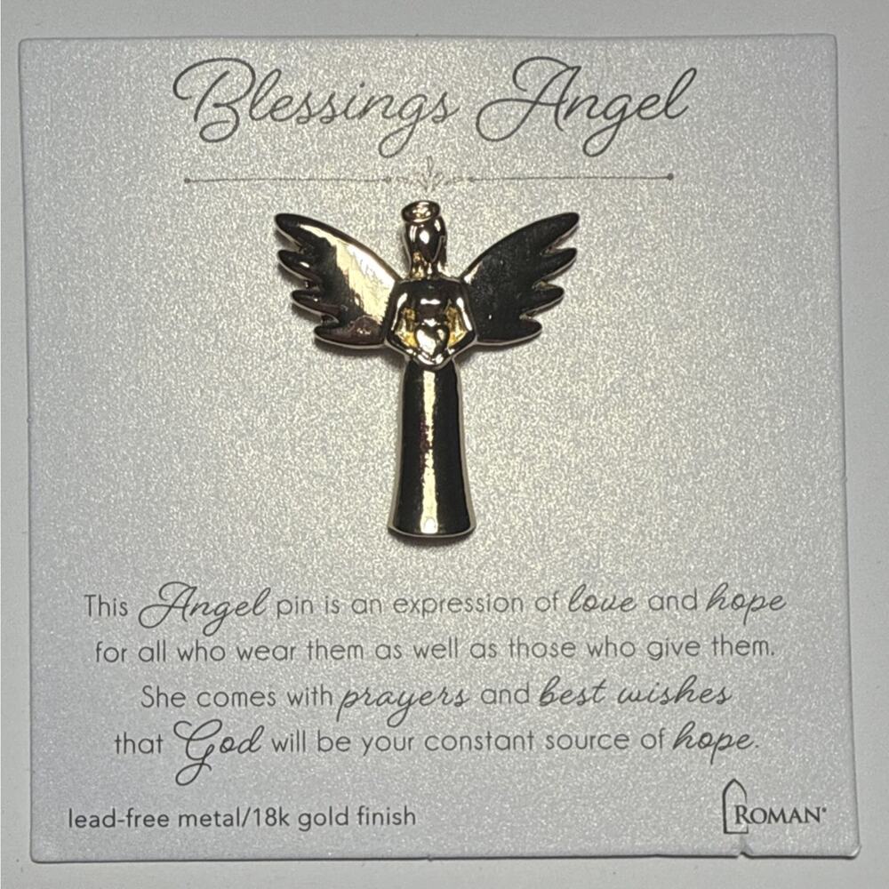 Roman Blessings Angel Gold‎ Tone Brooch PB146